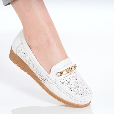 Mocasini dama piele naturala – SIMINA White