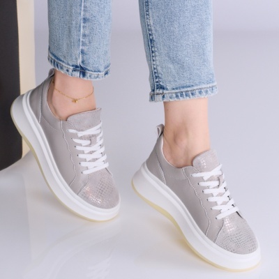 Pantofi dama piele naturala casual – IOLANDA Grey&Silver - Img 3
