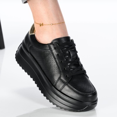 Pantofi dama piele naturala casual – ZINA Black Gold