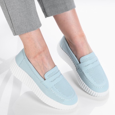 Pantofi dama piele naturala casual - ADA Sky Blue - Img 3