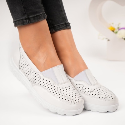 Pantofi dama piele naturala comozi – SOPHIA White - Img 3