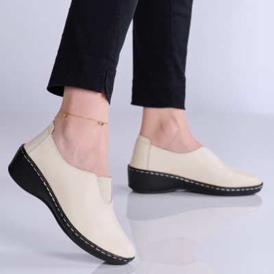 Pantofi dama piele naturala super comozi – IDIRA Beige - Img 3