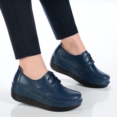 Pantofi dama piele naturala talpa ortopedica – OLIVIA Navy - Img 3
