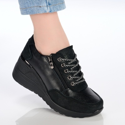 Pantofi dama piele naturala talpa ortopedica – PETRONELA Black