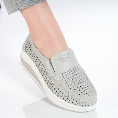 Pantofi dama piele naturala talpa ortopedica – TANIA Grey