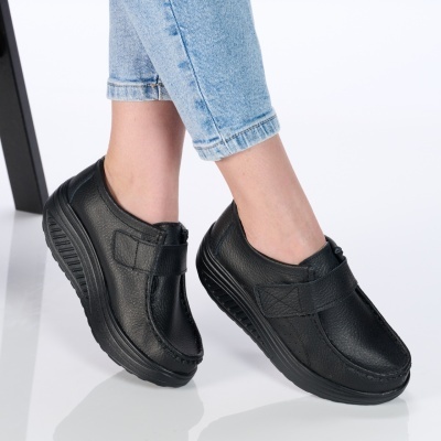 Pantofi dama piele naturala talpa ortopedica – VICTORIA Black&Black - Img 4