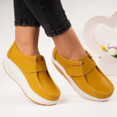 Pantofi dama piele naturala talpa ortopedica – VICTORIA Yellow - Img 4