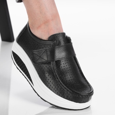 Pantofi dama piele naturala talpa ortopedica - ADRIANA Black/White