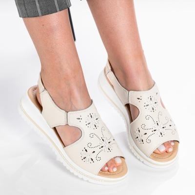 Sandale dama piele naturala comode - ANTONIA Beige - Img 3