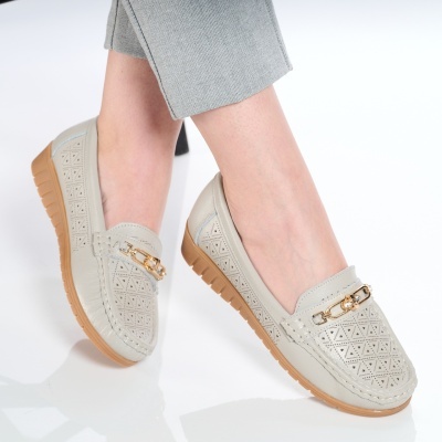 Mocasini dama piele naturala – SIMINA Grey - Img 2
