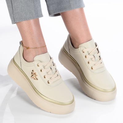 Pantofi dama piele naturala casual – ZEYNA Beige - Img 3