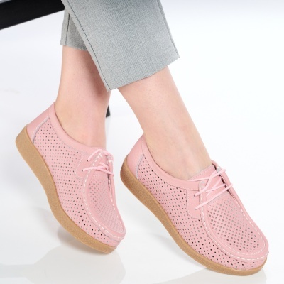 Pantofi dama piele naturala comozi – SARA Pink - Img 2