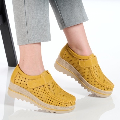 Pantofi dama piele naturala comozi – TEREZA Yellow - Img 3