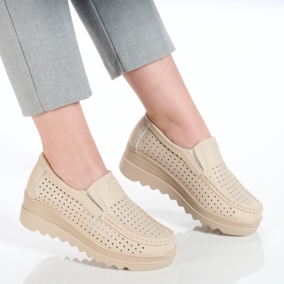 Pantofi dama piele naturala comozi – TESSA Beige - Img 3