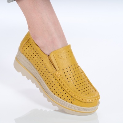Pantofi dama piele naturala comozi – TESSA Yellow
