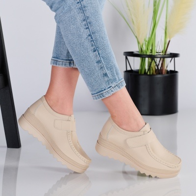 Pantofi dama piele naturala talpa comoda – IVY Beige - Img 2