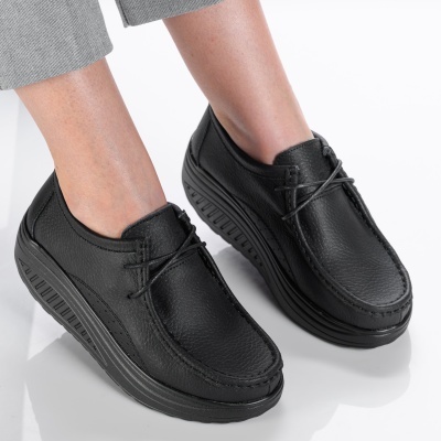Pantofi dama piele naturala talpa ortopedica – BEATRICE Black&Black - Img 3