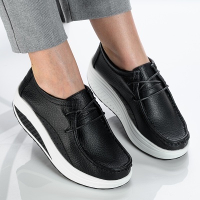 Pantofi dama piele naturala talpa ortopedica – BEATRICE Black - Img 3