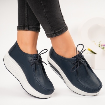 Pantofi dama piele naturala talpa ortopedica – BEATRICE Blue - Img 4