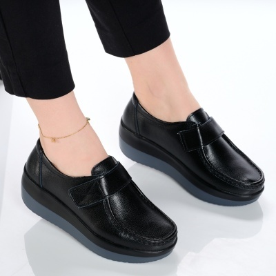 Pantofi dama piele naturala talpa ortopedica – PANDORA Black - Img 2