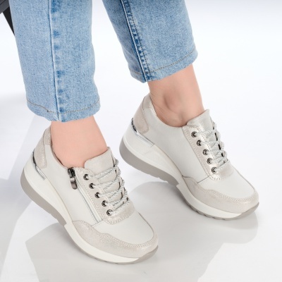 Pantofi dama piele naturala talpa ortopedica – PETRONELA White - Img 3
