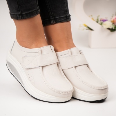 Pantofi dama piele naturala talpa ortopedica – VICTORIA White - Img 4