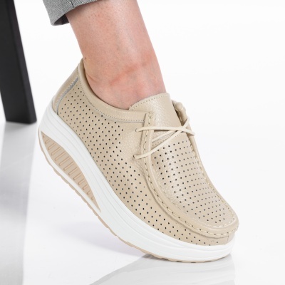 Pantofi dama piele naturala talpa ortopedica - ALEXANDRA Beige