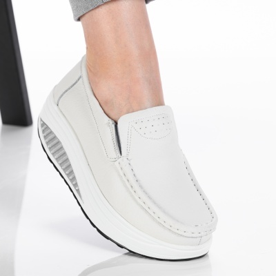 Pantofi dama piele naturala talpa ortopedica - IRIS White