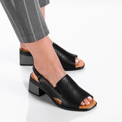 Sandale dama piele naturala casual - CARLA Black - Img 4