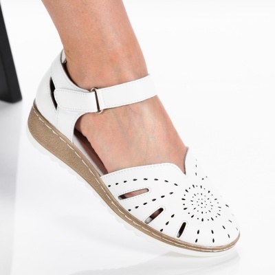 Sandale dama piele naturala comode - ANIELA White