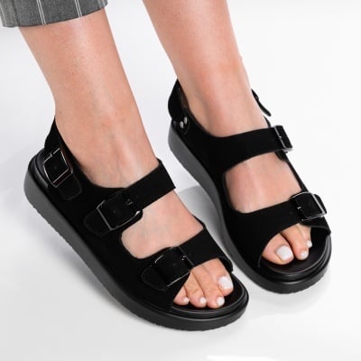 Sandale dama piele naturala comode - CARMEN Black - Img 2