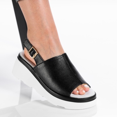 Sandale dama piele naturala talpa comoda - ANDREEA Black