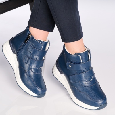Ghete dama piele naturala imblanite – MELISSA Navy - Img 4