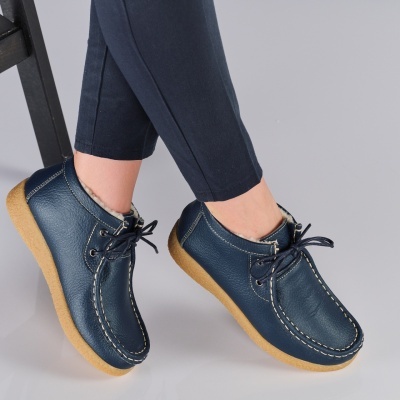 Ghete dama piele naturala imblanite comode – JULIET Blue - Img 4