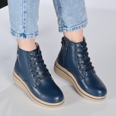 Ghete dama piele naturala imblanite comode – NADIA Navy - Img 5