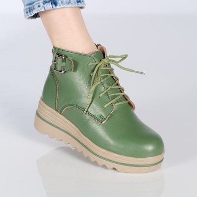 Ghete dama piele naturala imblanite talpa striata – NANCY Green - Img 4