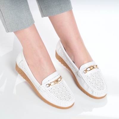 Mocasini dama piele naturala – SIMINA White - Img 3