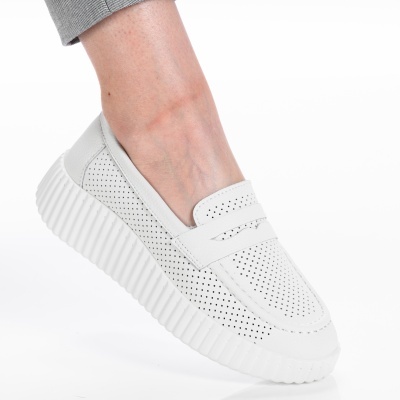 Pantofi dama piele naturala casual - ADA White