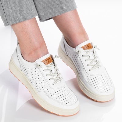 Pantofi dama piele naturala casual - ANDRA White - Img 3