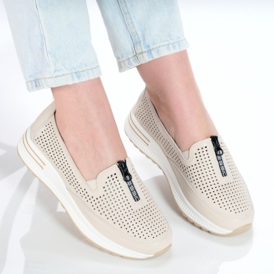 Pantofi dama piele naturala casual comozi – ROSALIA Beige - Img 3