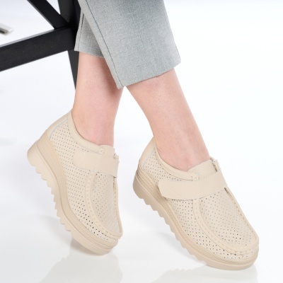 Pantofi dama piele naturala comozi – TEREZA Beige - Img 2