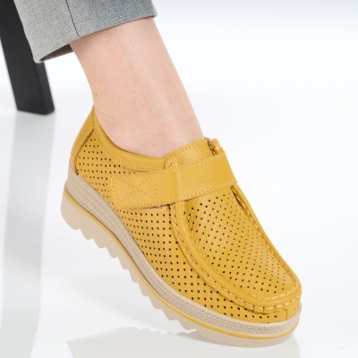 Pantofi dama piele naturala comozi – TEREZA Yellow