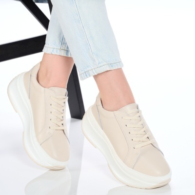 Pantofi dama piele naturala comozi talpa ortopedica – OTILIA Beige