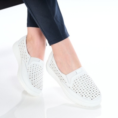 Pantofi dama piele naturala super comozi – SAMARA White - Img 3