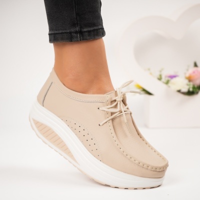 Pantofi dama piele naturala talpa ortopedica – BEATRICE Beige