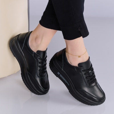 Pantofi dama piele naturala talpa ortopedica – IMALA Black - Img 3