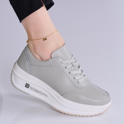 Pantofi dama piele naturala talpa ortopedica – IMALA Grey