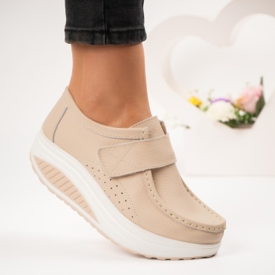 Pantofi dama piele naturala talpa ortopedica – VICTORIA Beige