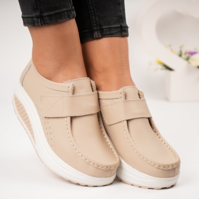Pantofi dama piele naturala talpa ortopedica – VICTORIA Beige - Img 2