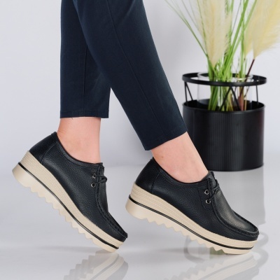 Pantofi dama piele naturala talpa striata – ISABEL Black - Img 3